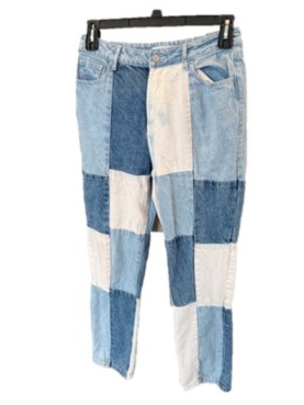 PacSun Patchwork Light and Dark Blue Straight Leg Jeans